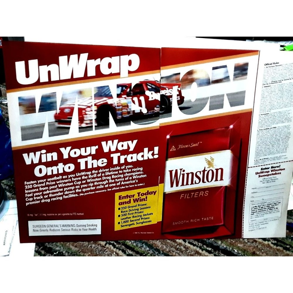1992 Winston Cigarettes Budweiser Racing Nascar Original Print Ad Vintage